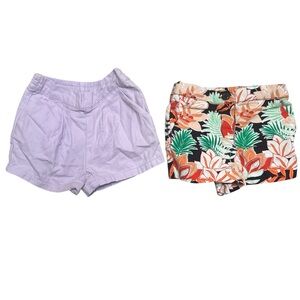 Janie and Jack Lavender and Tropical Print Girls Shorts Set Size 6-12M